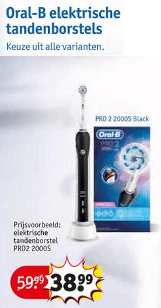 Aanbiedingen Oral-b elektrische tandenborstel pro2 2000s - Oral-B - Geldig van 23/06/2020 tot 05/07/2020 bij Kruidvat