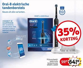 Aanbiedingen Oral-b elektrische tandenborstel smart4 4000n - Oral-B - Geldig van 23/06/2020 tot 05/07/2020 bij Kruidvat