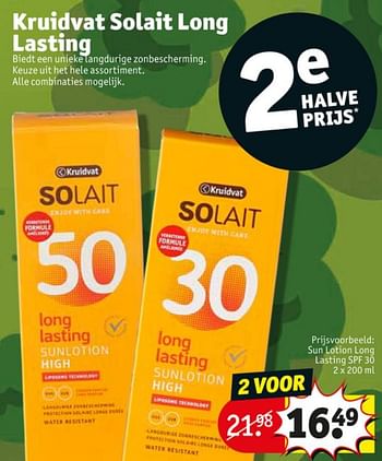Aanbiedingen Sun lotion long lasting spf 30 - Huismerk - Kruidvat - Geldig van 23/06/2020 tot 05/07/2020 bij Kruidvat