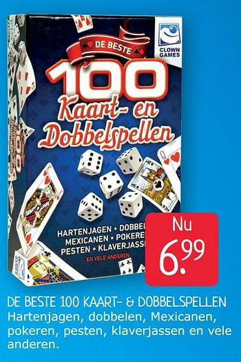 Aanbiedingen De beste 100 kaart- + dobbelspellen - Clown Games - Geldig van 26/06/2020 tot 03/07/2020 bij Boekenvoordeel