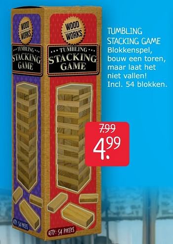Aanbiedingen Tumbling stacking game - Jumbo - Geldig van 26/06/2020 tot 03/07/2020 bij Boekenvoordeel