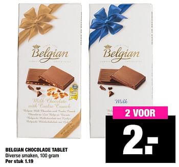 Aanbiedingen Belgian chocolade tablet - Belgian - Geldig van 29/06/2020 tot 12/07/2020 bij Big Bazar
