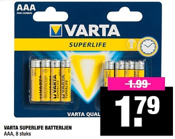 Aanbiedingen Varta superlife batterijen - Varta - Geldig van 29/06/2020 tot 12/07/2020 bij Big Bazar