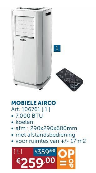 Aanbiedingen Mobiele airco - Profile - Geldig van 21/07/2020 tot 17/08/2020 bij Zelfbouwmarkt