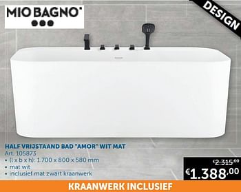 Aanbiedingen Half vrijstaand bad amor wit mat - Mio Bagno - Geldig van 21/07/2020 tot 17/08/2020 bij Zelfbouwmarkt