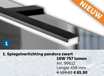 Aanbiedingen Spiegelverlichting pandora zwart 10w 757 lumen - Geldig van 21/07/2020 tot 17/08/2020 bij Zelfbouwmarkt