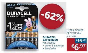 Aanbiedingen Duracell batterijen ultra power blister - Duracell - Geldig van 21/07/2020 tot 17/08/2020 bij Zelfbouwmarkt