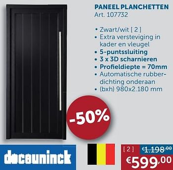 Aanbiedingen Buitendeuren paneel planchetten - Deceuninck - Geldig van 21/07/2020 tot 17/08/2020 bij Zelfbouwmarkt