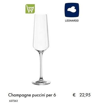Aanbiedingen Champagne puccini per 6 - Leonardo - Geldig van 30/06/2020 tot 31/08/2020 bij Multi Bazar