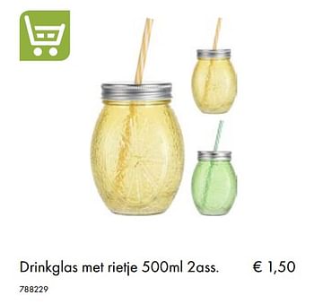 Aanbiedingen Drinkglas met rietje - Huismerk - Multi Bazar - Geldig van 30/06/2020 tot 31/08/2020 bij Multi Bazar