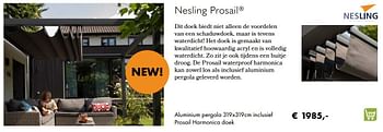 Aanbiedingen Nesling prosail aluminium pergola - Nesling - Geldig van 30/06/2020 tot 31/08/2020 bij Multi Bazar