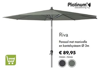 Aanbiedingen Riva parasol met manivelle en kantelsysteem - Platinum Casual Living - Geldig van 30/06/2020 tot 31/08/2020 bij Multi Bazar