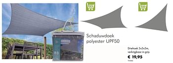 Aanbiedingen Schaduwdoek polyester upf50 driehoek - Huismerk - Multi Bazar - Geldig van 30/06/2020 tot 31/08/2020 bij Multi Bazar