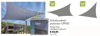 Aanbiedingen Schaduwdoek polyester upf50 vierkant - Huismerk - Multi Bazar - Geldig van 30/06/2020 tot 31/08/2020 bij Multi Bazar