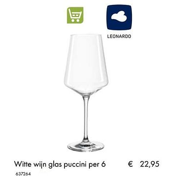 Aanbiedingen Witte wijn glas puccini per 6 - Leonardo - Geldig van 30/06/2020 tot 31/08/2020 bij Multi Bazar