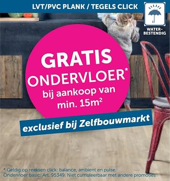 Aanbiedingen Lvt-pvc plank - tegels click gratis ondervloer - Geldig van 21/07/2020 tot 17/08/2020 bij Zelfbouwmarkt