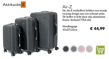 Aanbiedingen Air-z handbagage - Attitude - Geldig van 30/06/2020 tot 31/08/2020 bij Multi Bazar