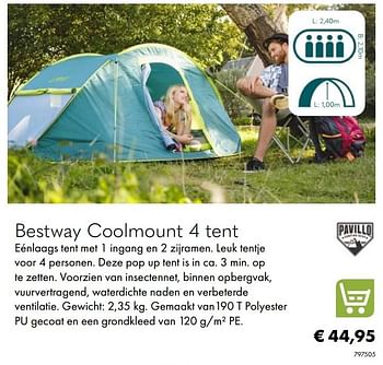 Aanbiedingen Bestway coolmount 4 tent - BestWay - Geldig van 30/06/2020 tot 31/08/2020 bij Multi Bazar
