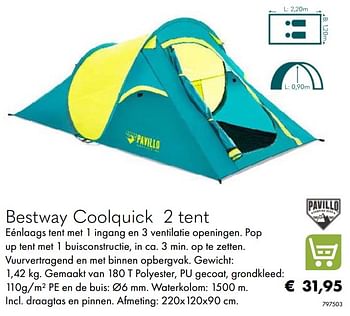 Aanbiedingen Bestway coolquick 2 tent - BestWay - Geldig van 30/06/2020 tot 31/08/2020 bij Multi Bazar