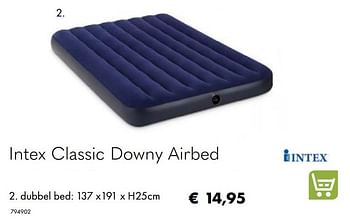 Aanbiedingen Intex classic downy airbed dubbel bed - Intex - Geldig van 30/06/2020 tot 31/08/2020 bij Multi Bazar