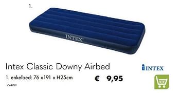 Aanbiedingen Intex classic downy airbed enkelbed - Intex - Geldig van 30/06/2020 tot 31/08/2020 bij Multi Bazar