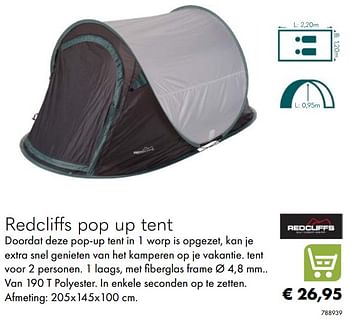 Aanbiedingen Redcliffs pop up tent - Redcliffs - Geldig van 30/06/2020 tot 31/08/2020 bij Multi Bazar