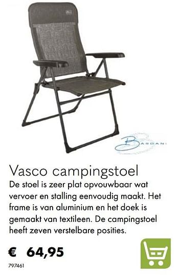 Aanbiedingen Vasco campingstoel - Bardani - Geldig van 30/06/2020 tot 31/08/2020 bij Multi Bazar