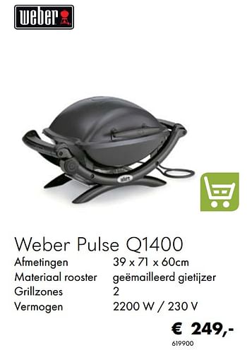 Aanbiedingen Weber pulse q1400 - Weber - Geldig van 30/06/2020 tot 31/08/2020 bij Multi Bazar