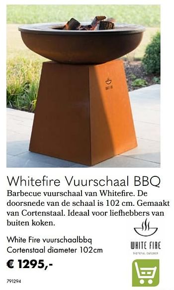 Aanbiedingen Whitefire vuurschaatiger fire vuurschaal bbq tiger fire rondl bbq - Tiger Fire - Geldig van 30/06/2020 tot 31/08/2020 bij Multi Bazar