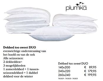 Aanbiedingen Dekbed too sweet duo - Plumka - Geldig van 30/06/2020 tot 31/08/2020 bij Multi Bazar
