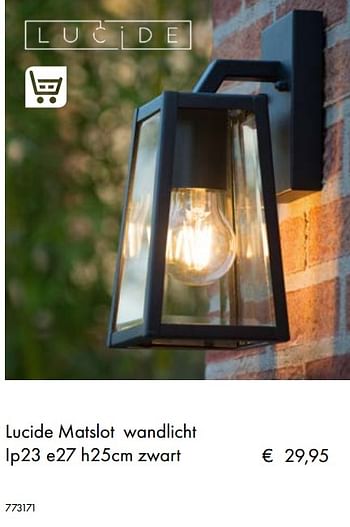 Aanbiedingen Lucide matslot wandlicht - Lucide - Geldig van 07/07/2020 tot 31/08/2020 bij Multi Bazar