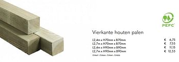 Aanbiedingen Vierkante houten palen - Huismerk - Multi Bazar - Geldig van 07/07/2020 tot 31/08/2020 bij Multi Bazar