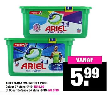 Aanbiedingen Ariel 3-in-1 wasmiddel pods colour - Ariel - Geldig van 12/07/2020 tot 26/07/2020 bij Big Bazar