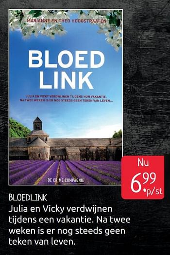 Aanbiedingen Bloedlink - Huismerk - Boekenvoordeel - Geldig van 17/07/2020 tot 24/07/2020 bij Boekenvoordeel