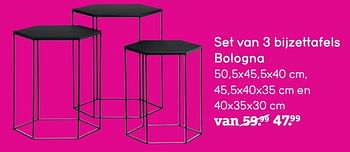 Aanbiedingen Set van 3 bijzettafels bologna - Huismerk - Leen Bakker - Geldig van 20/07/2020 tot 16/08/2020 bij Leen Bakker