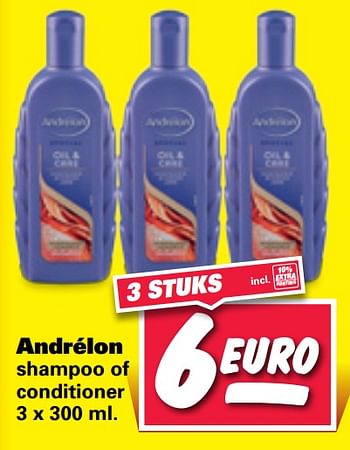 Aanbiedingen Andrélon shampoo of conditioner - Andrelon - Geldig van 20/07/2020 tot 26/07/2020 bij Nettorama