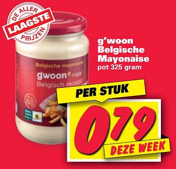 Aanbiedingen G`woon belgische mayonaise - Gâ€™woon - Geldig van 20/07/2020 tot 26/07/2020 bij Nettorama