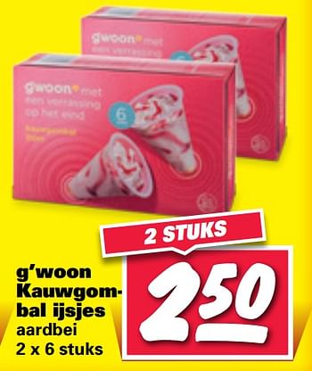 Aanbiedingen G`woon kauwgombal ijsjes - Gâ€™woon - Geldig van 20/07/2020 tot 26/07/2020 bij Nettorama