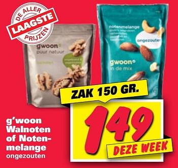 Aanbiedingen G`woon walnoten of notenmelange - Gâ€™woon - Geldig van 20/07/2020 tot 26/07/2020 bij Nettorama