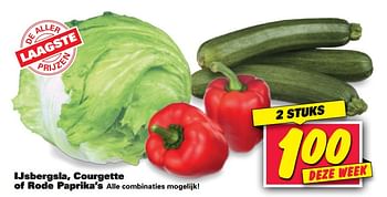 Aanbiedingen Ijsbergsla, courgette of rode paprika`s - Huismerk - Nettorama - Geldig van 20/07/2020 tot 26/07/2020 bij Nettorama