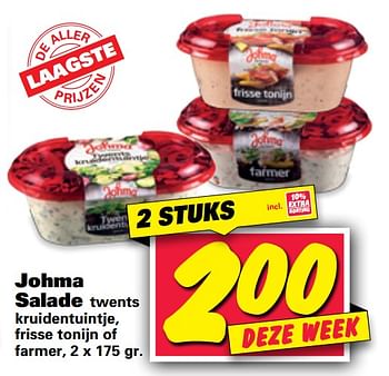 Aanbiedingen Johma salade - Johma - Geldig van 20/07/2020 tot 26/07/2020 bij Nettorama