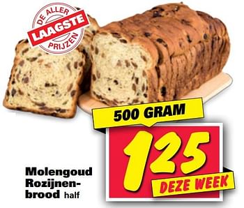 Aanbiedingen Molengoud rozijnenbrood - Huismerk - Nettorama - Geldig van 20/07/2020 tot 26/07/2020 bij Nettorama