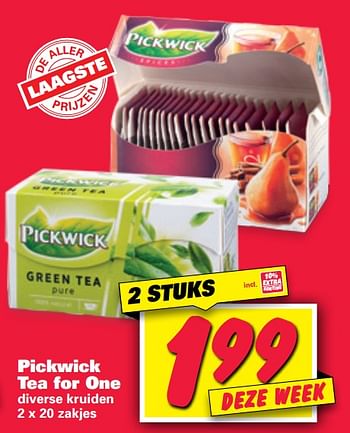 Aanbiedingen Pickwick tea for one - Pickwick - Geldig van 20/07/2020 tot 26/07/2020 bij Nettorama
