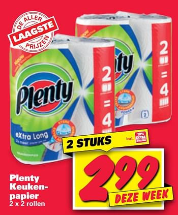 Aanbiedingen Plenty keukenpapier - Plenty - Geldig van 20/07/2020 tot 26/07/2020 bij Nettorama