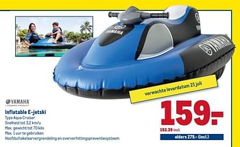 Aanbiedingen Inflatable e-jetski aqua cruiser - Yamaha - Geldig van 15/07/2020 tot 28/07/2020 bij Makro