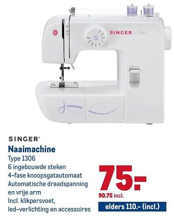 Aanbiedingen Singer naaimachine 1306 - Singer - Geldig van 15/07/2020 tot 28/07/2020 bij Makro