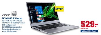 Aanbiedingen Acer 14 full-hd ips laptop swift 3 sf314-58-523b - Acer - Geldig van 15/07/2020 tot 28/07/2020 bij Makro