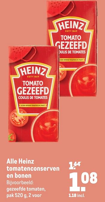 Aanbiedingen Alle heinz tomatenconserven en bonen - Heinz - Geldig van 15/07/2020 tot 28/07/2020 bij Makro