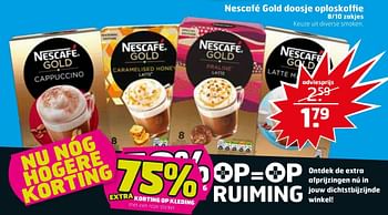 Aanbiedingen Nescafé gold doosje oploskoffie - Nescafe - Geldig van 21/07/2020 tot 26/07/2020 bij Trekpleister