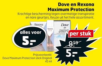 Aanbiedingen Dove maximum protection stick original - Dove - Geldig van 21/07/2020 tot 26/07/2020 bij Trekpleister